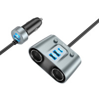 Адаптер автомобільний HOCO Establisher 2-in-1 cigarette lighter Car charger Z51 |3USB/2Type-C, PD/QC, 147W|