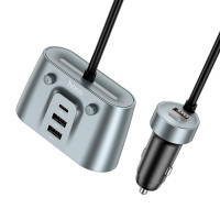 Адаптер автомобільний HOCO Establisher 2-in-1 cigarette lighter Car charger Z51 |3USB/2Type-C, PD/QC, 147W|