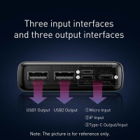 УМБ BASEUS Adaman Metal Digital Display Overseas 20000mAh |2USB/Type-C/Lightning, 22.5W/5A, PD/QC| (PPAD070101)