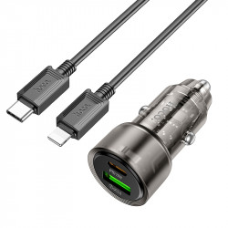 Адаптер автомобільний Hoco Type-C to Lightnig Cable Spacious Car charger set Z52 |1USB/1Type-C, 38W/3A, PD/QC|