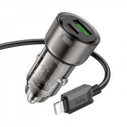 Адаптер автомобільний Hoco Type-C to Lightnig Cable Spacious Car charger set Z52 |1USB/1Type-C, 38W/3A, PD/QC|