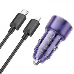 Адаптер автомобільний Hoco Type-C to Lightnig Cable Spacious Car charger set Z52 |1USB/1Type-C, 38W/3A, PD/QC|