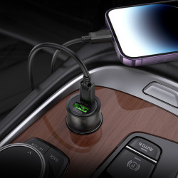 Адаптер автомобільний Hoco Type-C to Lightnig Cable Spacious Car charger set Z52 |1USB/1Type-C, 38W/3A, PD/QC|