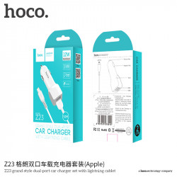 Адаптер автомобільний Hoco Lightning cable Z23 |2USB, 2.4A|
