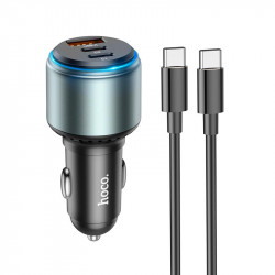 Адаптер автомобільний Hoco Type-C to Type-C cable Galloper NZ9 |1USB/2Type, 95W/3A, PD/QC|