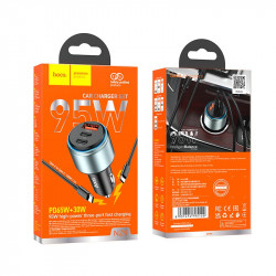 Адаптер автомобільний Hoco Type-C to Type-C cable Galloper NZ9 |1USB/2Type, 95W/3A, PD/QC|