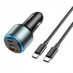 Адаптер автомобільний Hoco Type-C to Type-C cable Galloper NZ9 |1USB/2Type, 95W/3A, PD/QC|