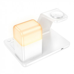 Зарядка Qi HOCO Crown 3-in-1 night light wireless fast charger with clock cq9 |15W|