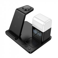 Зарядка Qi HOCO Crown 3-in-1 night light wireless fast charger with clock cq9 |15W|