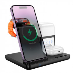 Зарядка Qi HOCO Crown 3-in-1 night light wireless fast charger with clock cq9 |15W|