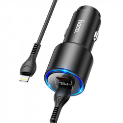 Адаптер автомобільний Hoco Type-C to Lightning Cable Clear way dual port Car charger set NZ3 |2Type-C, QC/PD, 3A/40W|