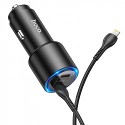 Адаптер автомобільний Hoco Type-C to Lightning Cable Clear way dual port Car charger set NZ3 |2Type-C, QC/PD, 3A/40W|