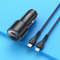 Адаптер автомобільний Hoco Type-C to Lightning Cable Clear way dual port Car charger set NZ3 |2Type-C, QC/PD, 3A/40W|