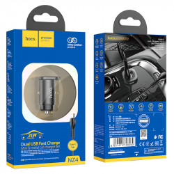 Адаптер автомобільний Hoco Type-C Cable Wise road dual port Car charger set NZ4 |2USB, 4.8A|