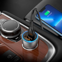 Адаптер автомобільний Hoco Type-C Lightning cable Sprinter dual port Car charger NZ8 |1USB/1Type-C, QC/PD, 43W/3A|