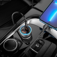 Адаптер автомобільний Hoco Type-C Lightning cable Sprinter dual port Car charger NZ8 |1USB/1Type-C, QC/PD, 43W/3A|