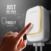 Адаптер мережевий LDNIO Micro USB Cable Touch Light A2205 |2USB, 2.4A|