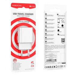 Адаптер мережевий BOROFONE Aspirer single port charger BA74A |1USB, 2.1A|