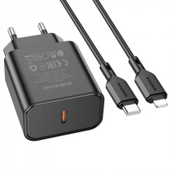 Адаптер мережевий BOROFONE Type-C to Lightning Cable Power single port charger set BA71A |1Type-C, 20W/3A, PD/QC|