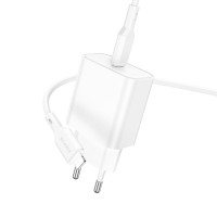 Адаптер мережевий BOROFONE Type-C to Lightning Cable Power single port charger set BA71A |1Type-C, 20W/3A, PD/QC|
