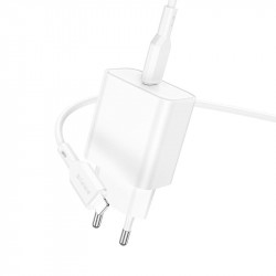 Адаптер мережевий BOROFONE Type-C to Lightning Cable Power single port charger set BA71A |1Type-C, 20W/3A, PD/QC|