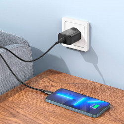 Адаптер мережевий BOROFONE Type-C to Lightning Cable Power single port charger set BA71A |1Type-C, 20W/3A, PD/QC|