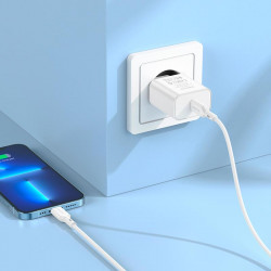 Адаптер мережевий BOROFONE Type-C to Lightning Cable Power single port charger set BA71A |1Type-C, 20W/3A, PD/QC|