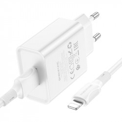 Адаптер мережевий BOROFONE Lightning Cable Aspirer single port charger set BA74A |1USB, 2.1A|