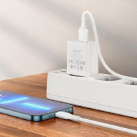 Адаптер мережевий BOROFONE Lightning Cable Aspirer single port charger set BA74A |1USB, 2.1A|
