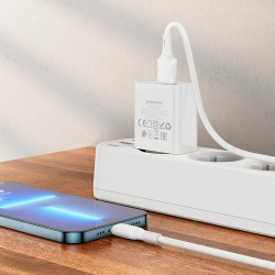 Адаптер мережевий BOROFONE Lightning Cable Aspirer single port charger set BA74A |1USB, 2.1A|