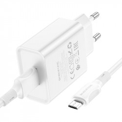 Адаптер мережевий BOROFONE Micro USB Cable Aspirer single port charger set BA74A |1USB, 2.1A|