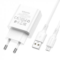 Адаптер мережевий BOROFONE Micro USB Cable Aspirer single port charger set BA74A |1USB, 2.1A|