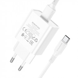Адаптер мережевий BOROFONE Type-C Cable Aspirer single port charger set BA74A |1USB, 2.1A|