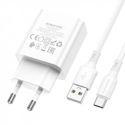 Адаптер мережевий BOROFONE Type-C Cable Aspirer single port charger set BA74A |1USB, 2.1A|