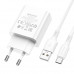 Адаптер мережевий BOROFONE Type-C Cable Aspirer single port charger set BA74A |1USB, 2.1A|