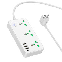 Подовжувач мережевий HOCO Storm 3-position socket AC7A |3USB/1Type-C, 3.4A/17W|