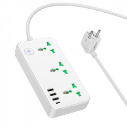 Подовжувач мережевий HOCO Storm 3-position socket AC7A |3USB/1Type-C, 3.4A/17W|