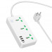 Подовжувач мережевий HOCO Storm 3-position socket AC7A |3USB/1Type-C, 3.4A/17W|