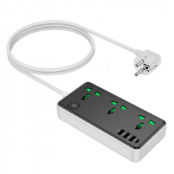 Подовжувач мережевий HOCO Storm 3-position socket AC7A |3USB/1Type-C, 3.4A/17W|