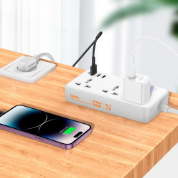 Подовжувач мережевий HOCO Storm 3-position socket AC7A |3USB/1Type-C, 3.4A/17W|