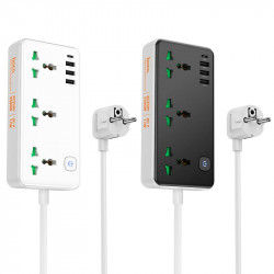 Подовжувач мережевий HOCO Storm 3-position socket AC7A |3USB/1Type-C, 3.4A/17W|