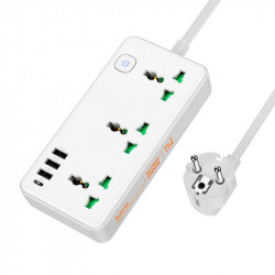 Подовжувач мережевий HOCO Storm 3-position socket AC7A |3USB/1Type-C, 3.4A/17W|