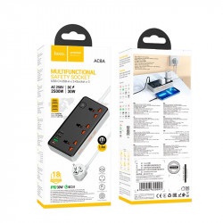 Подовжувач мережевий HOCO Storm 3-position socket AC8A |3USB/1Type-C, PD/QC, 3A/30W|