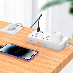 Подовжувач мережевий HOCO Storm 3-position socket AC8A |3USB/1Type-C, PD/QC, 3A/30W|
