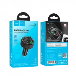 Адаптер автомобільний Hoco Guerrero car BT FM transmitter E82 |BT5.3, 2USB/1Type-C, 30W/3A, PD/QC|