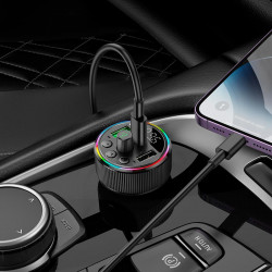 Адаптер автомобільний Hoco Guerrero car BT FM transmitter E82 |BT5.3, 2USB/1Type-C, 30W/3A, PD/QC|