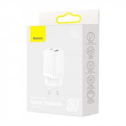 Адаптер мережевий BASEUS Super si Pro Quick Charge |1USB/1Type-C, 30W/3A, PD/QC| (CCSUPP-E02)