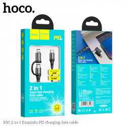 Кабель Hoco Combo 2-in-1 Type-C to Type-C / Lightning Exquisito PD charging cable X50 |1m, 3A, 60W|