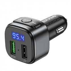 Адаптер автомобільний HOCO Fighter BT FM transmitter E67 |BT5.0, 2USB, U Disk, 3A, QC|