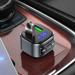 Адаптер автомобільний HOCO Fighter BT FM transmitter E67 |BT5.0, 2USB, U Disk, 3A, QC|
